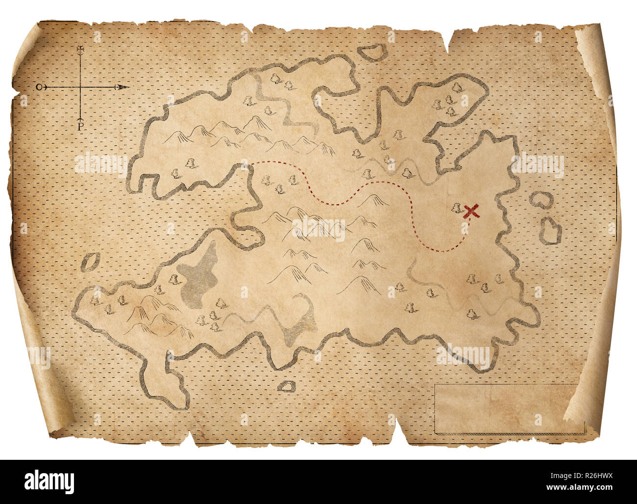 treasure medieval map isolated 3d illustration Stock Photo