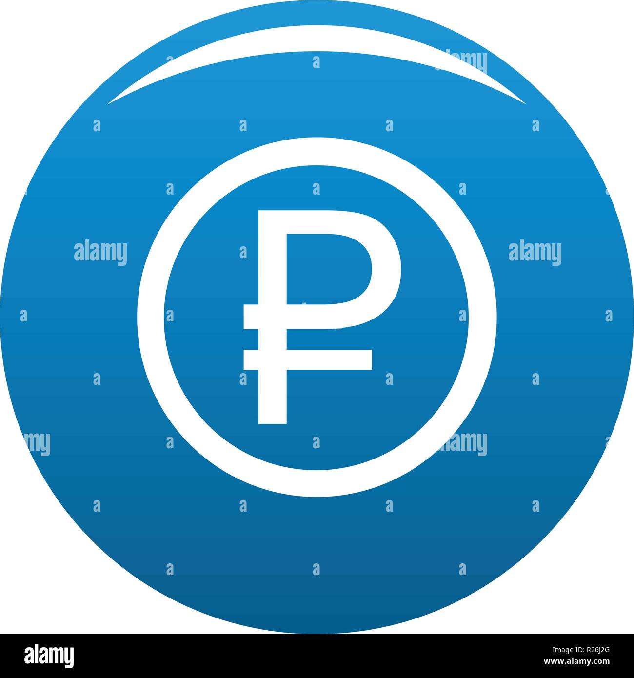 Ruble symbol icon vector blue circle isolated on white background Stock ...