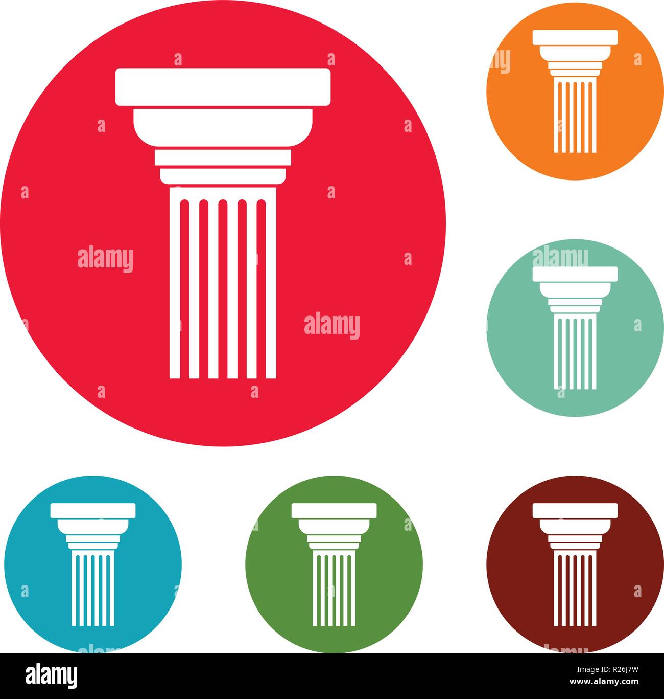 Expanding column icons circle set vector isolated on white background ...