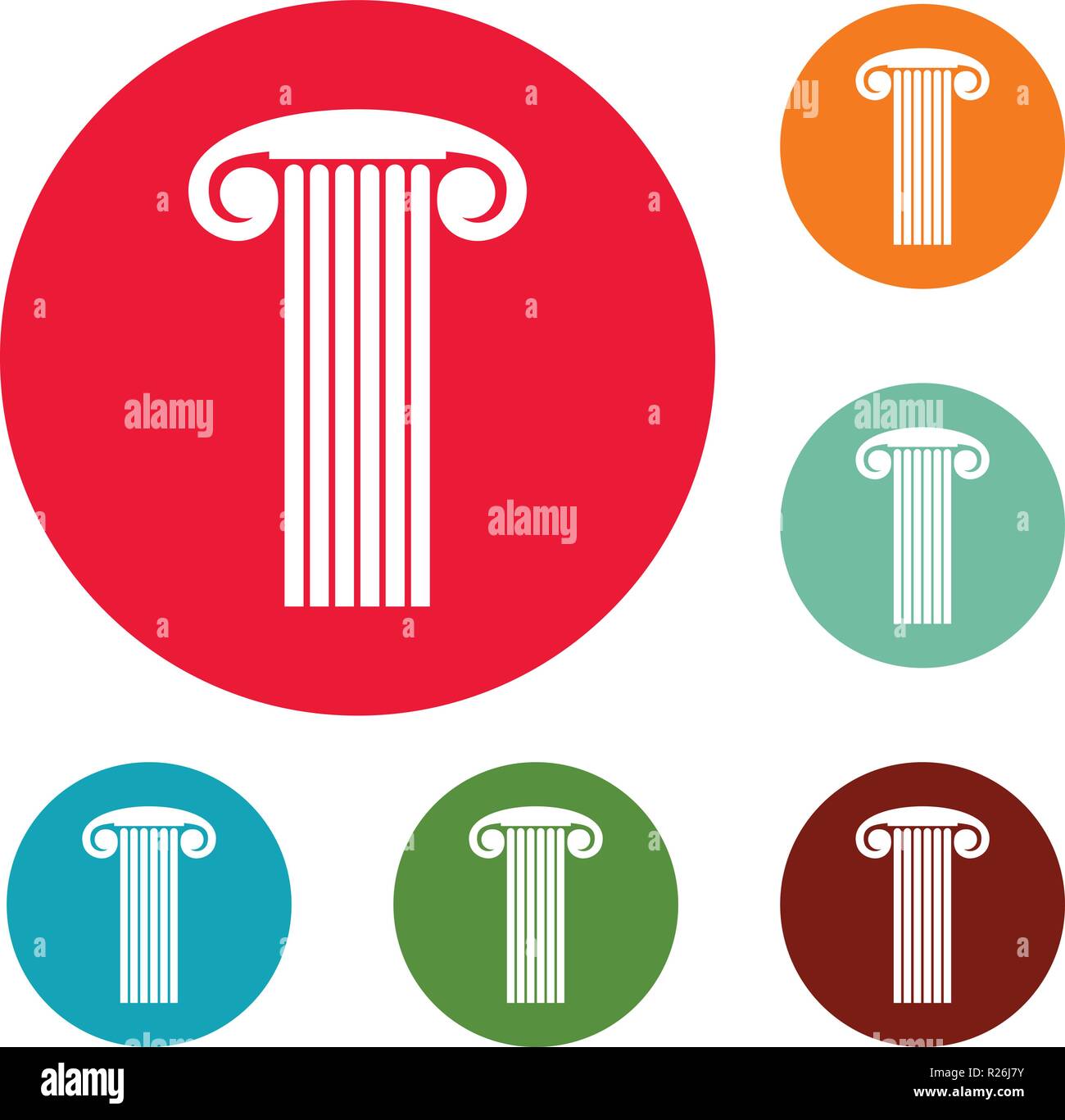 Marble column icons circle set vector isolated on white background ...