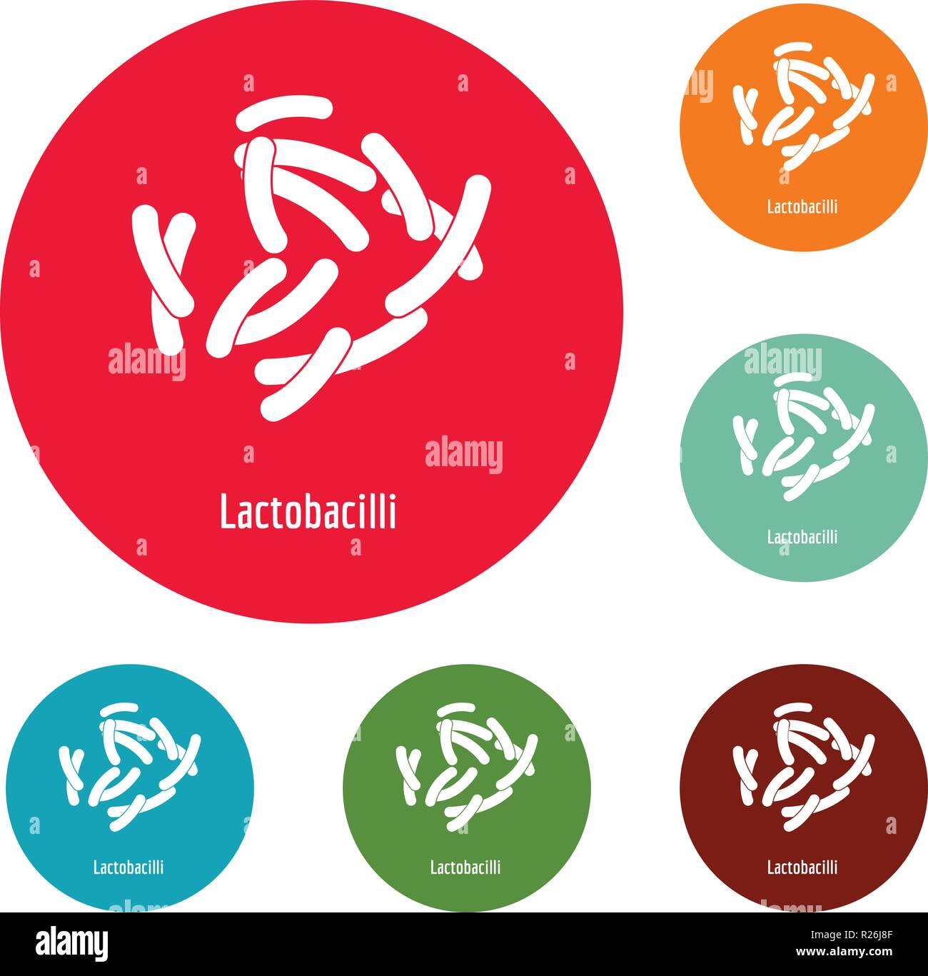 Lactobacilli icons circle set vector isolated on white background Stock ...