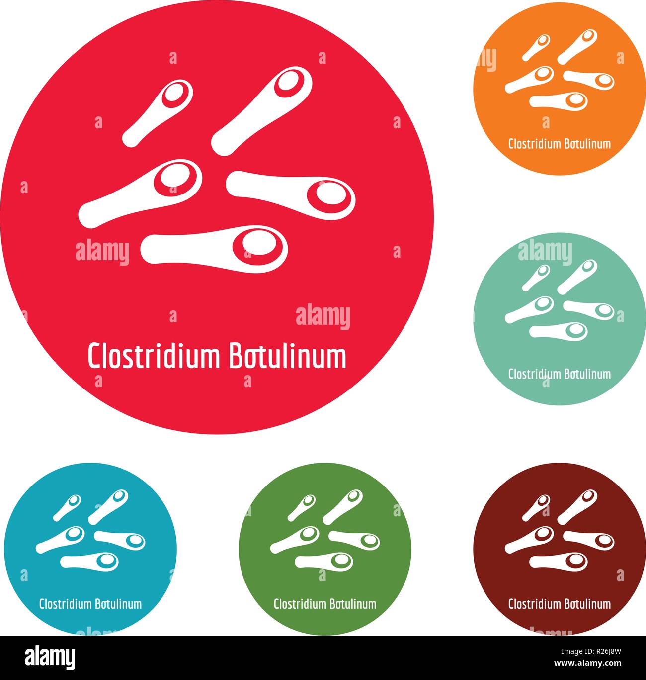 Clostridium botulinum icons circle set vector isolated on white background Stock Vector
