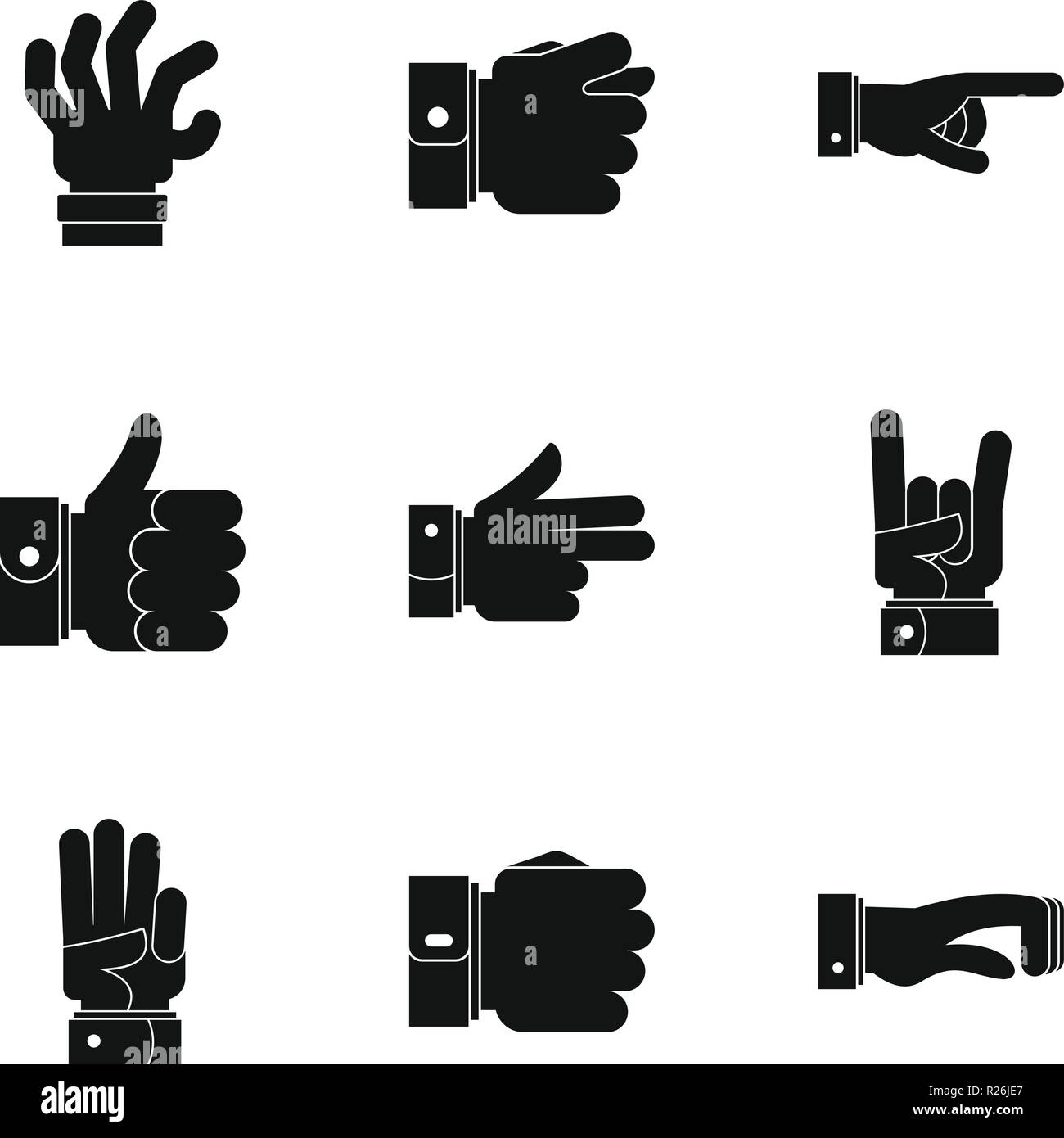Gesture icons set. Simple set of 9 gesture vector icons for web ...