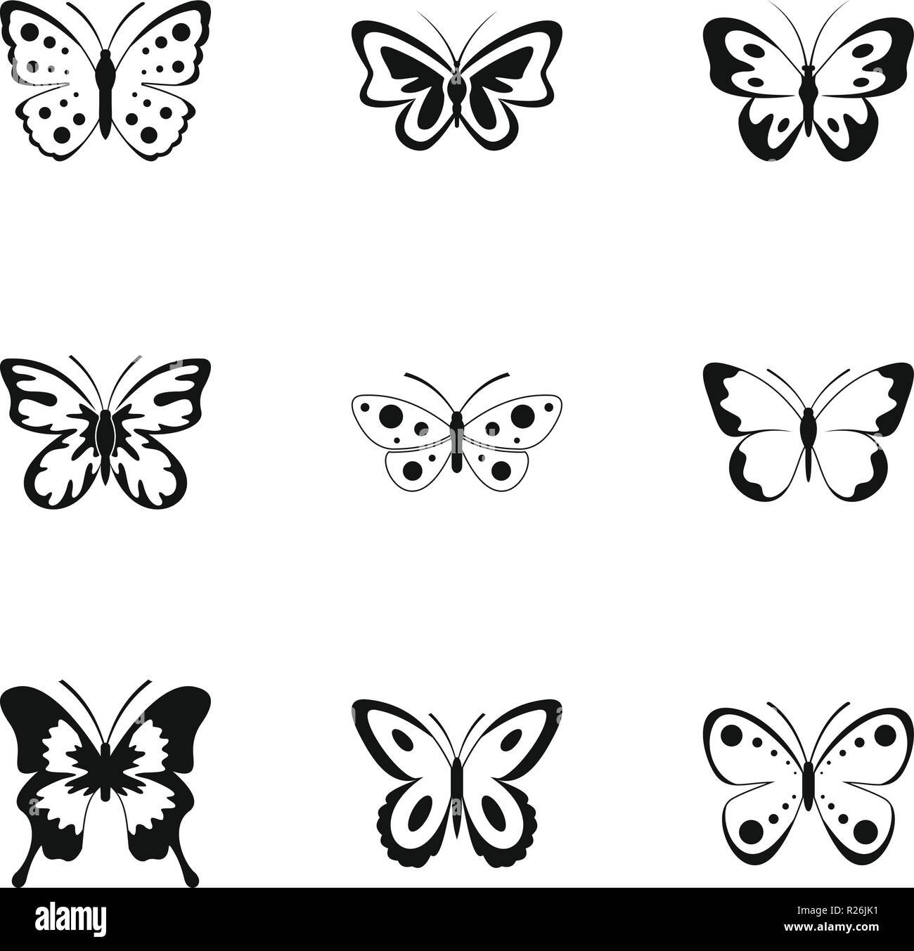 Bombyx icons set. Simple set of 9 bombyx vector icons for web isolated on white background Stock Vector
