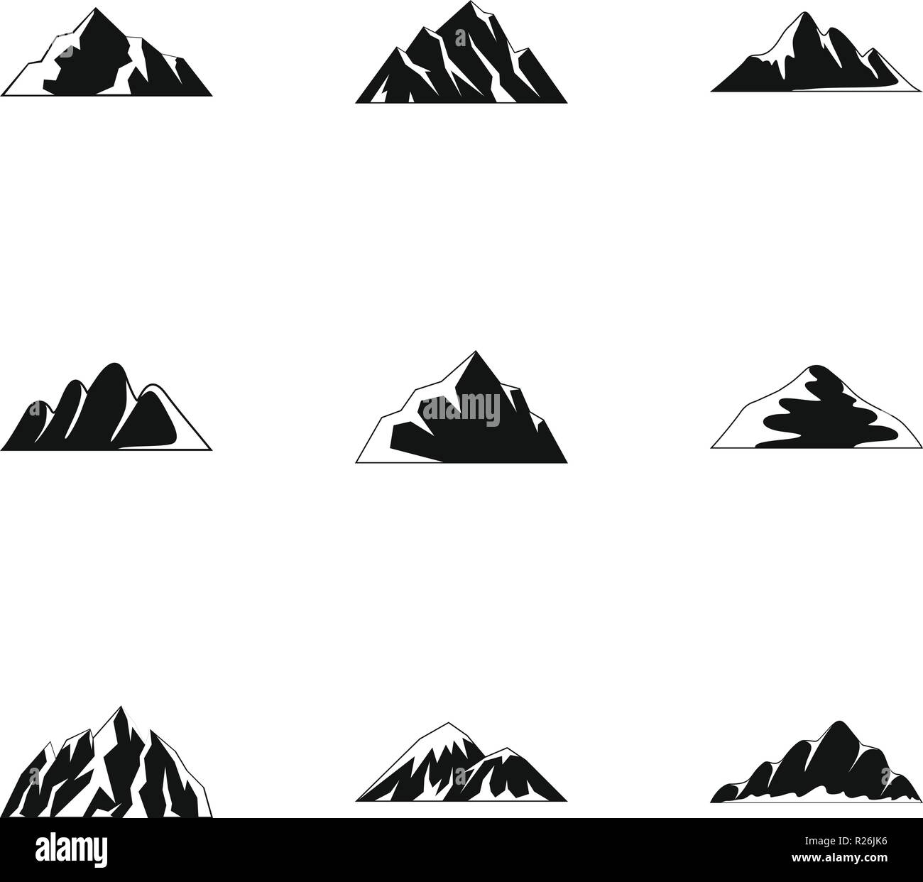 Upland icons set. Simple set of 9 upland vector icons for web isolated