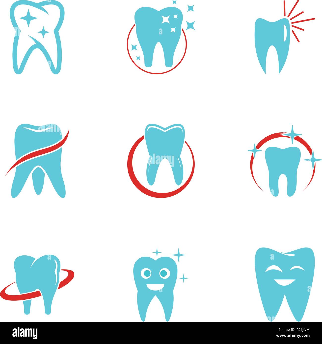 Dental clinic icons set. flat set of 9 dental clinic vector icons for ...