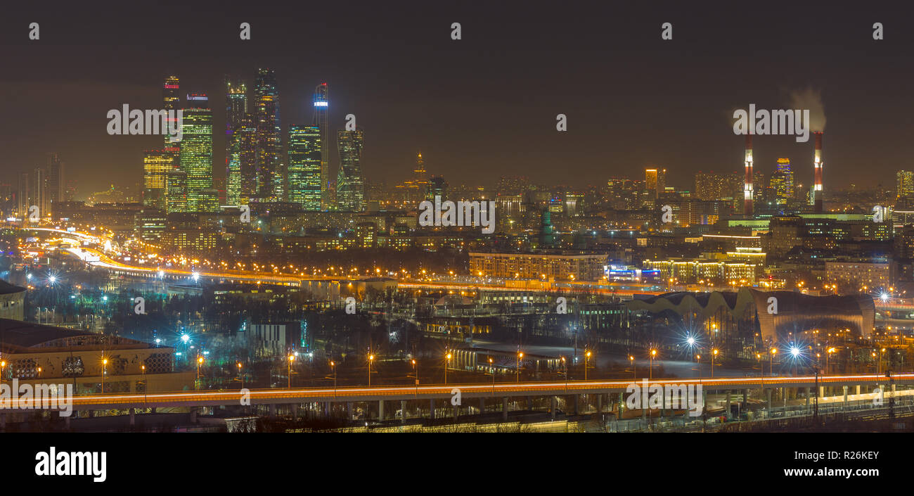 City Lights of Downtown Moscow Stock Photo Alamy