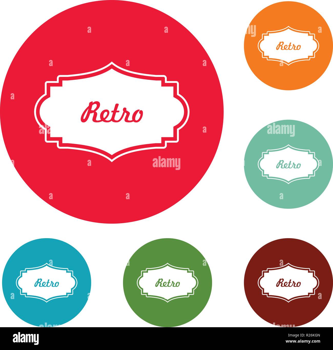 Retro label icons circle set vector isolated on white background Stock ...