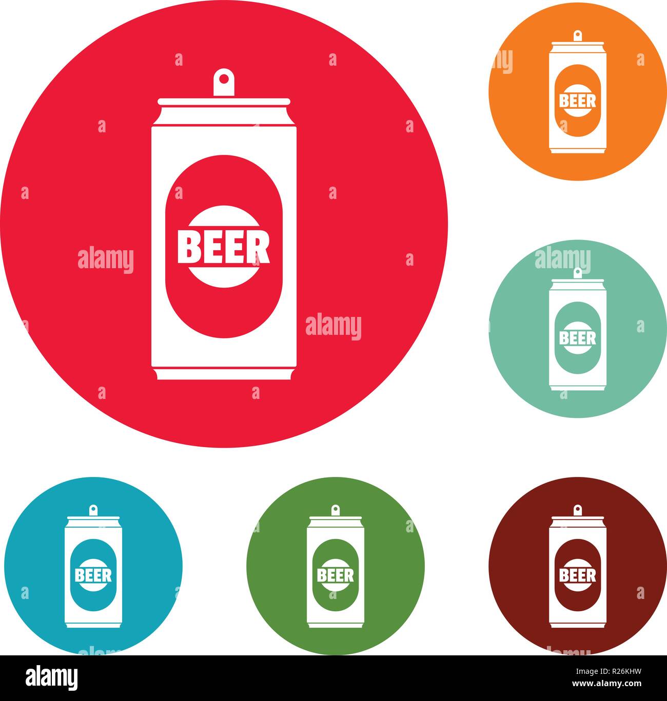 Beer can icons circle set vector isolated on white background Stock Vector