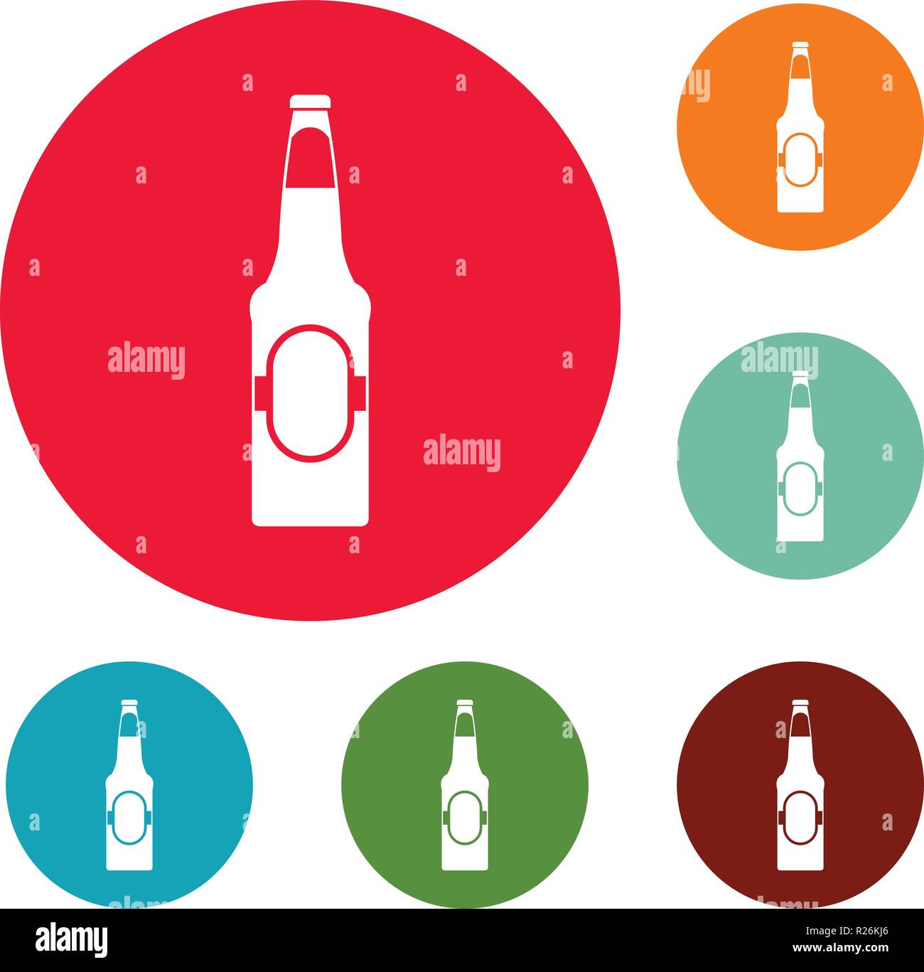 Bottle of beer icons circle set vector isolated on white background ...