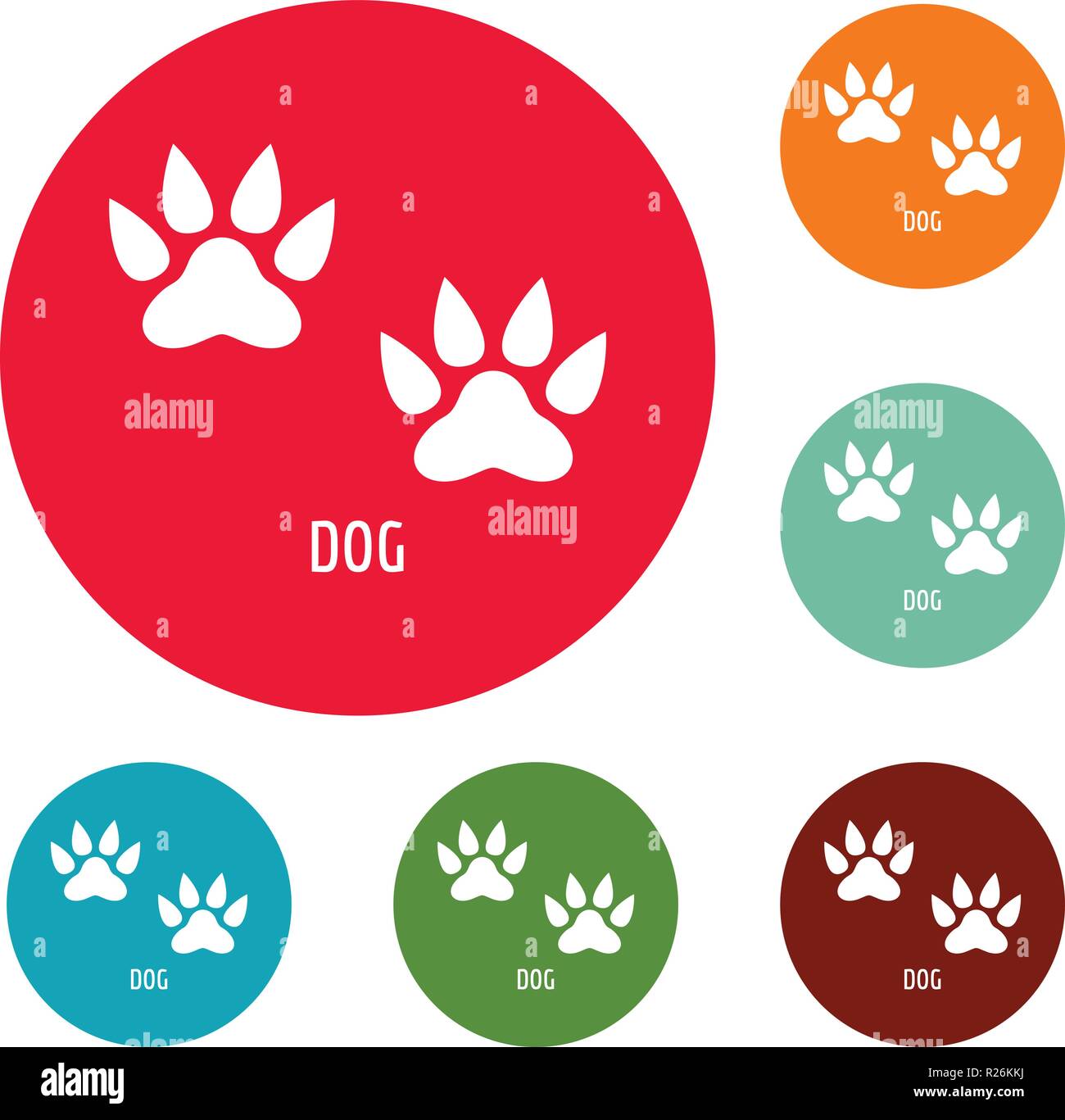 Dog step icons circle set vector isolated on white background Stock ...