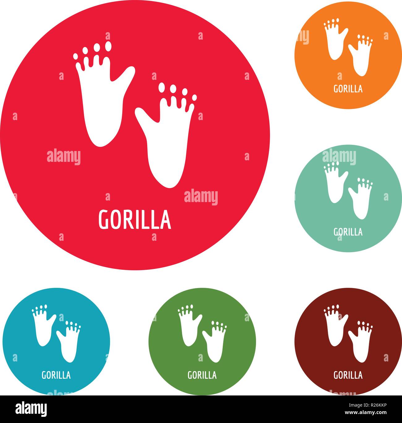 Gorilla step icons circle set vector isolated on white background Stock Vector