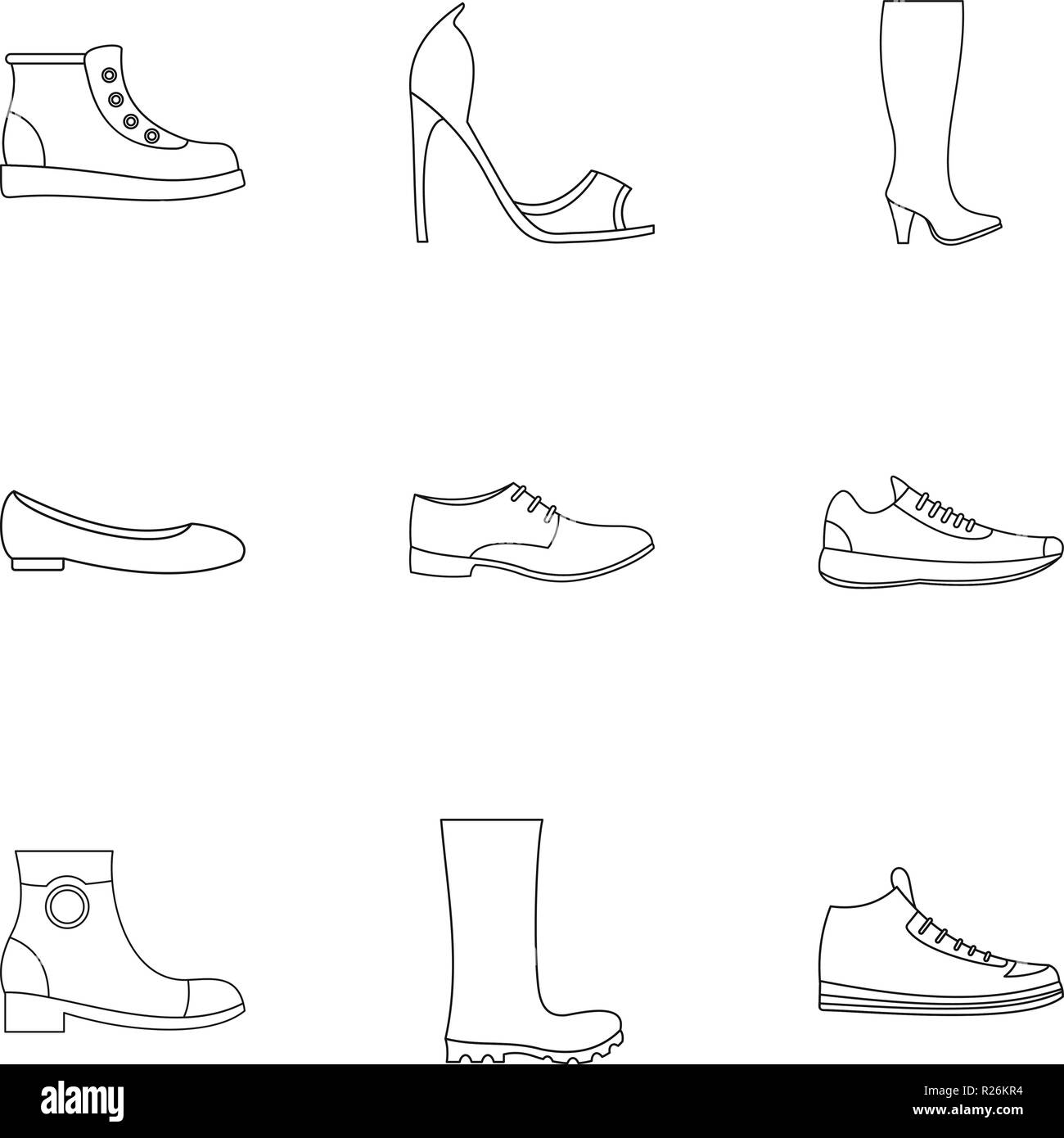 Sandal icons set. Outline set of 9 sandal vector icons for web isolated ...