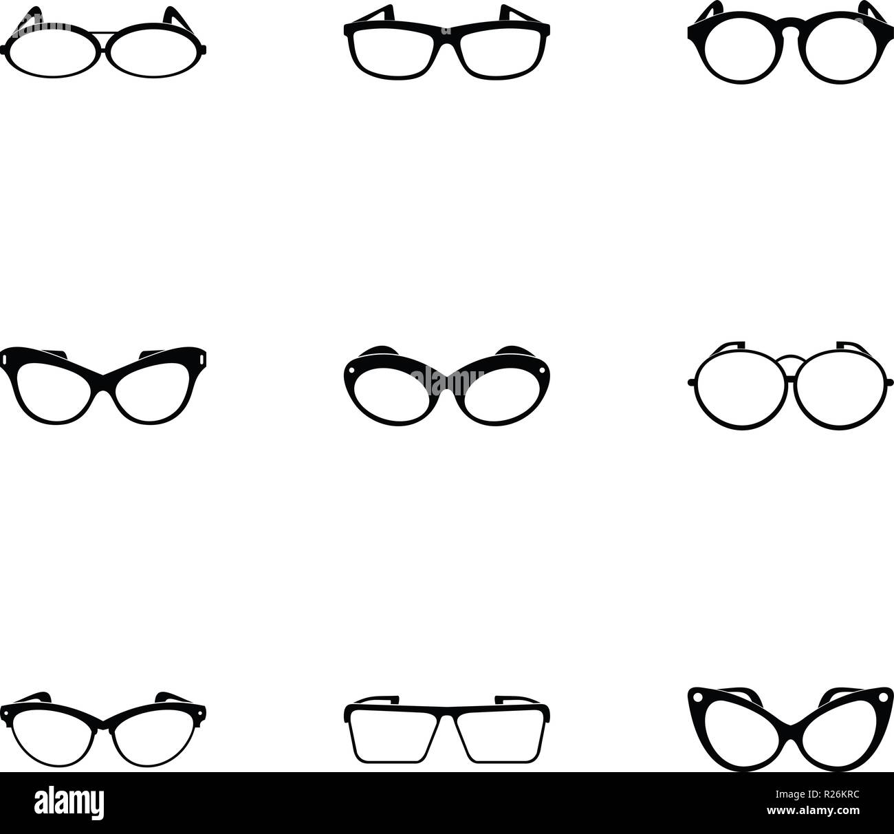 Eyeglasses icons set. Simple set of 9 eyeglasses vector icons for web isolated on white
