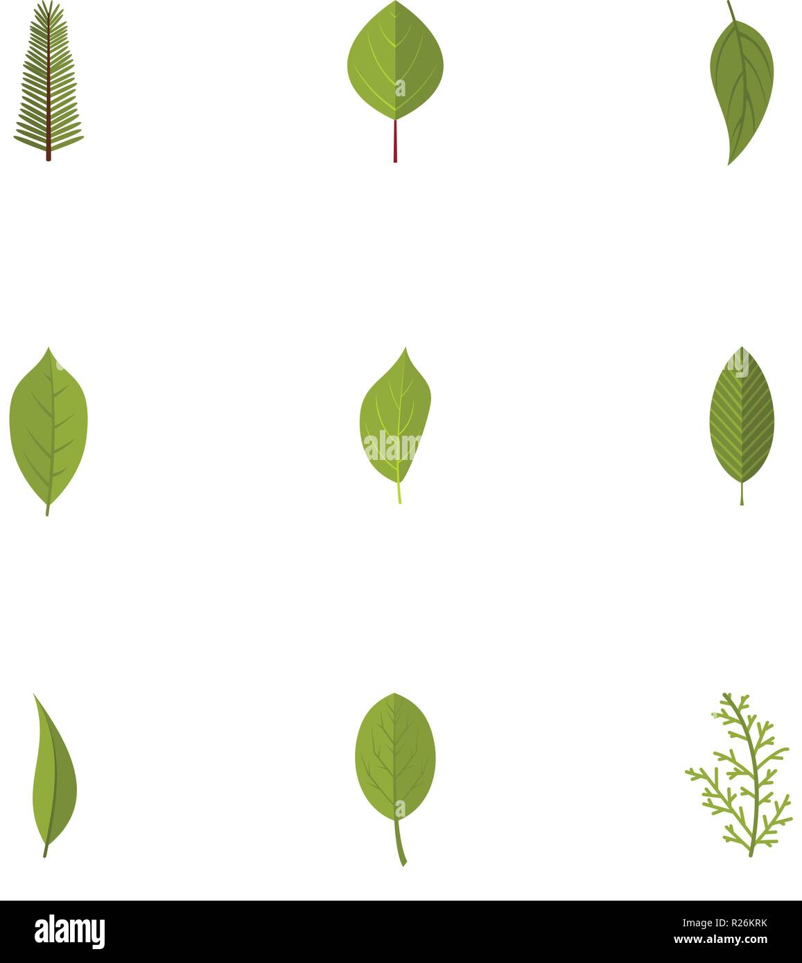 Leaflet icons set. flat set of 9 leaflet vector icons for web isolated