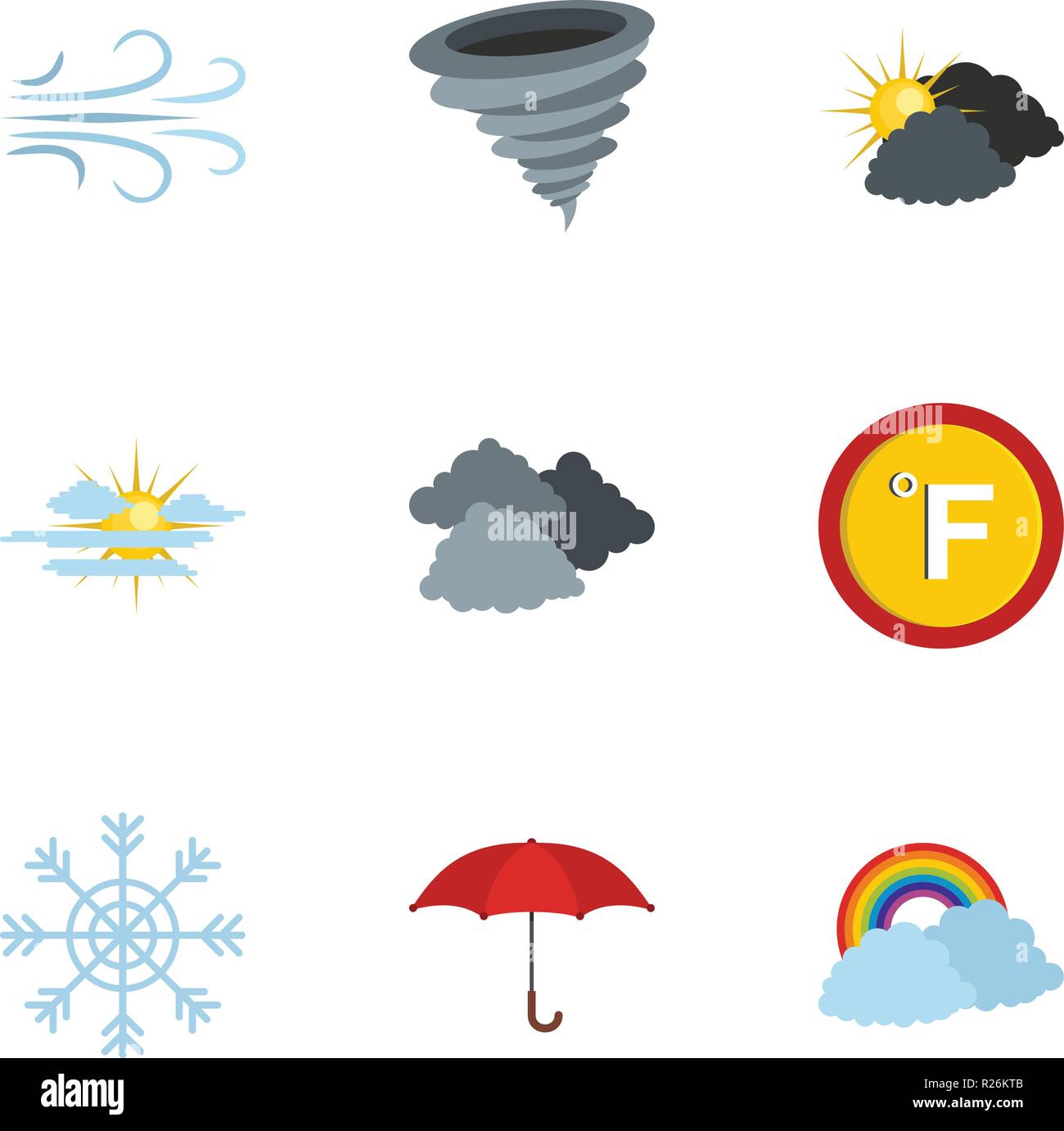 Hydrometeorological centre icons set. flat set of 9 hydrometeorological ...