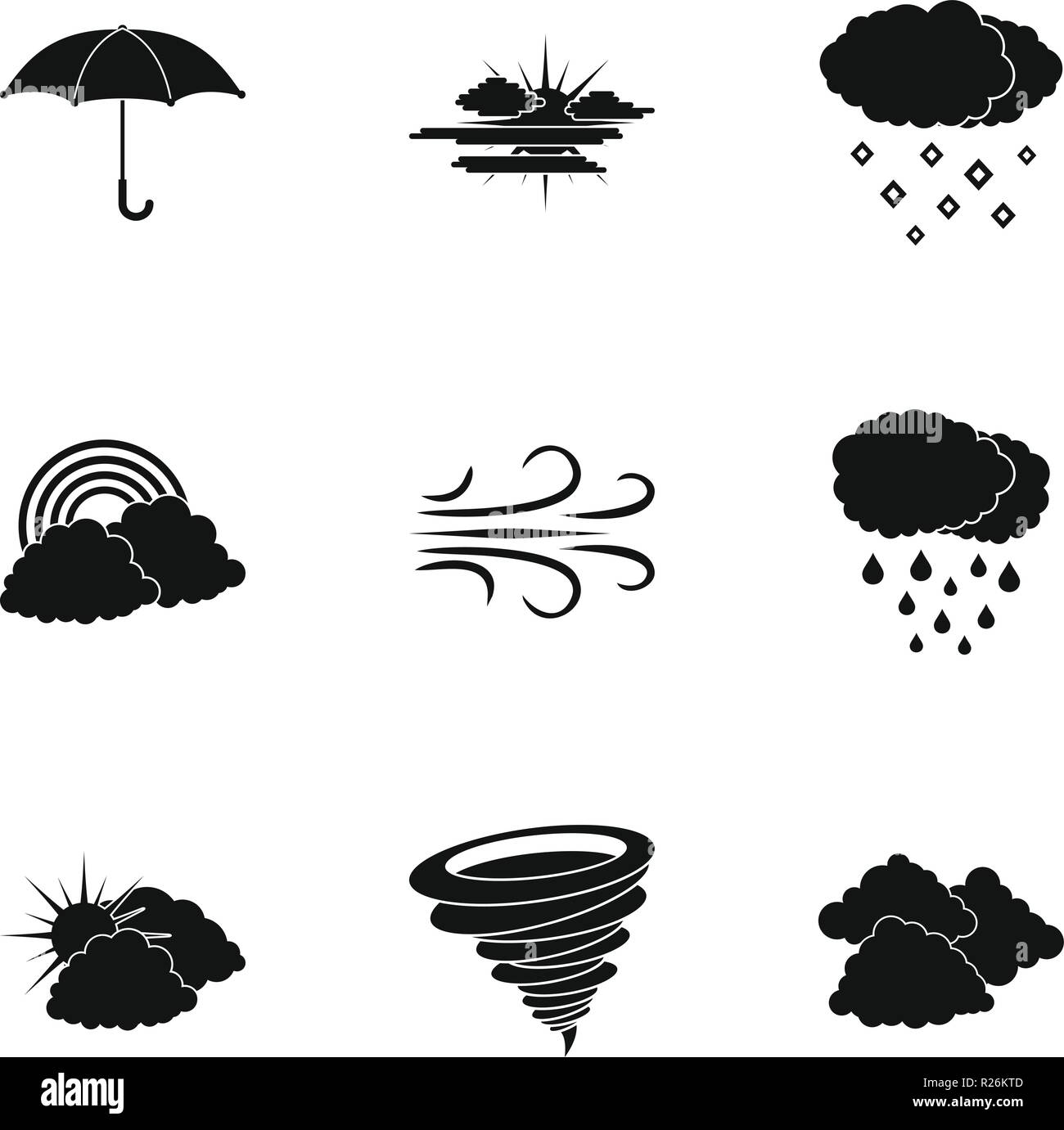 Environment icons set. Simple set of 9 environment vector icons for web ...
