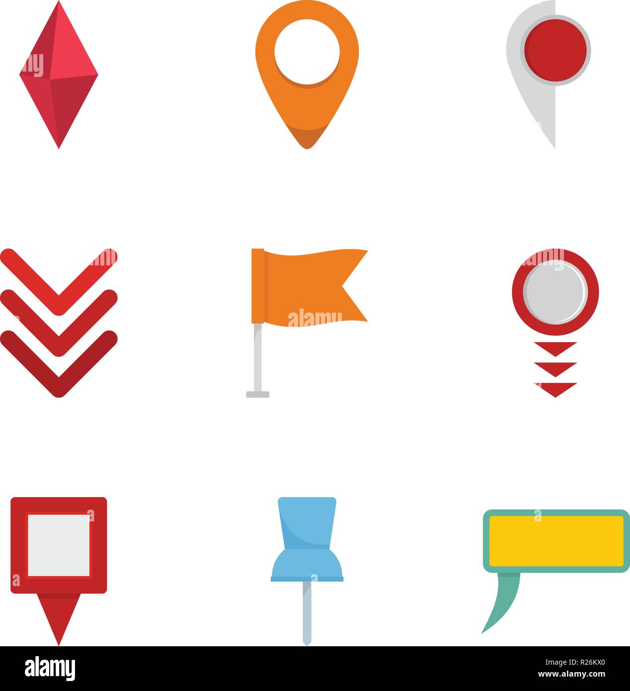 GPS icons set. flat set of 9 gps vector icons for web isolated on white ...