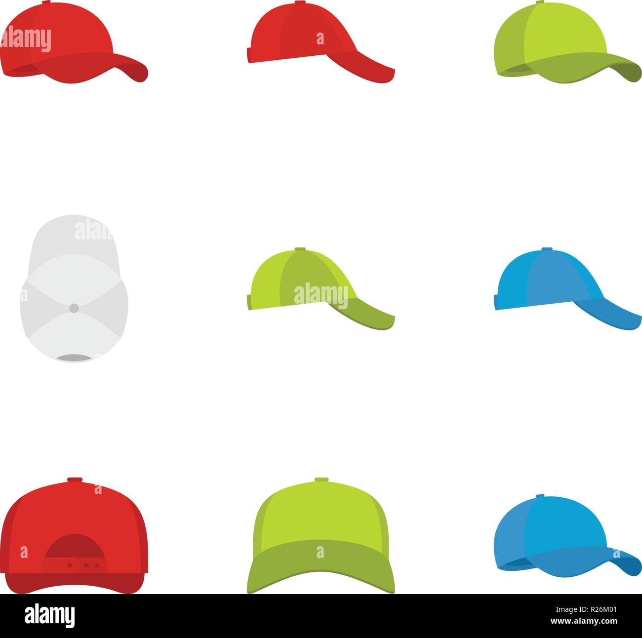 Hat icons set. flat set of 9 hat vector icons for web isolated on white ...