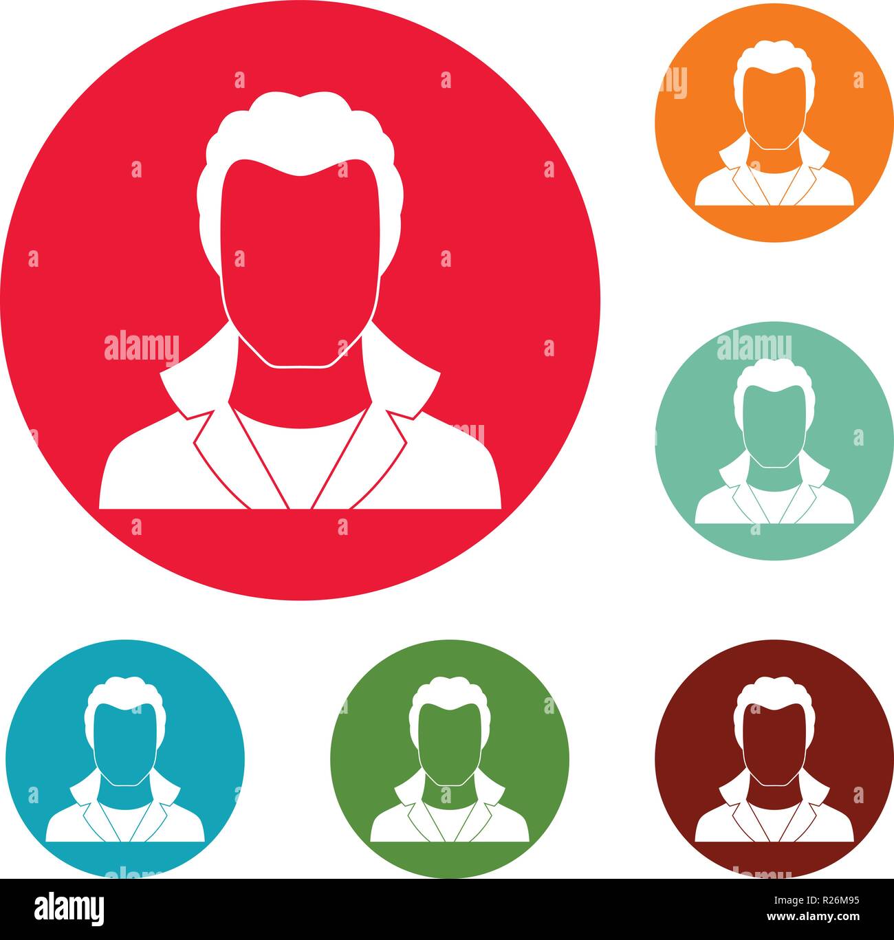 New man avatar icons circle set vector isolated on white background ...
