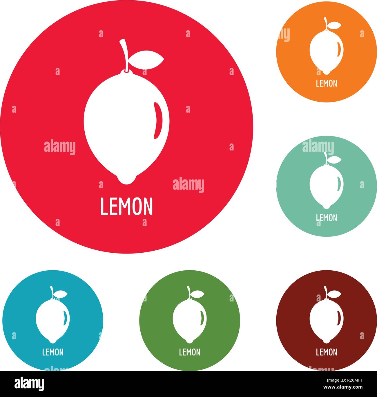 Lemon icons circle set vector isolated on white background Stock Vector ...