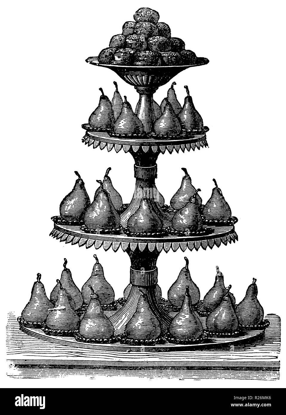 Table centerpiece with rice pears Stock Photo Alamy