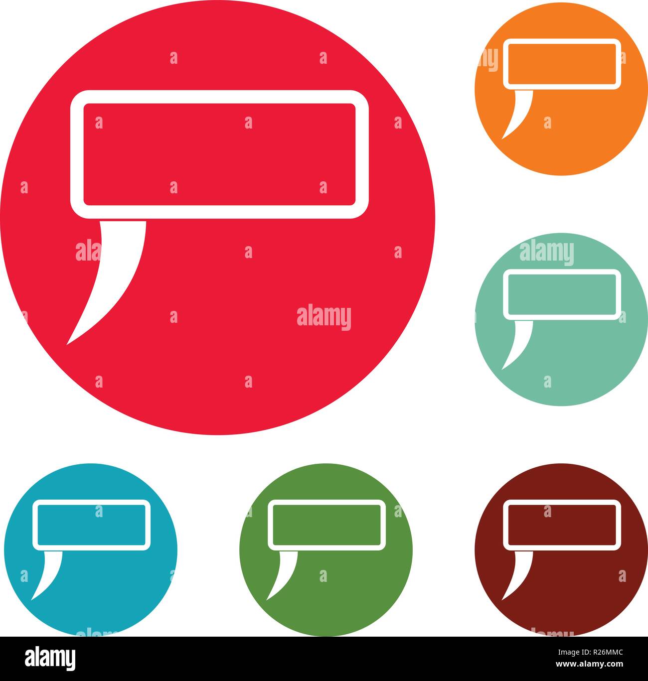 Speech bubble icons circle set vector isolated on white background ...