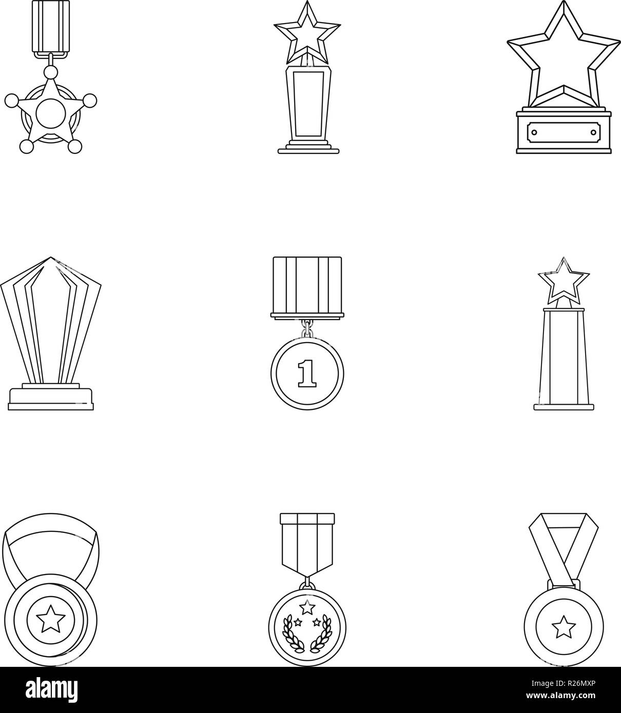 Reckoning icons set. Outline set of 9 reckoning vector icons for web