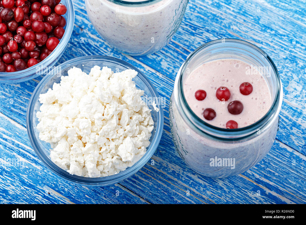 Healthy Nutritious Breakfast With Milk Cottage Cheese And