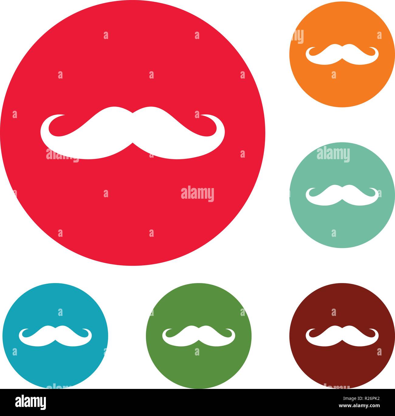 Italy mustache icons circle set vector isolated on white background ...