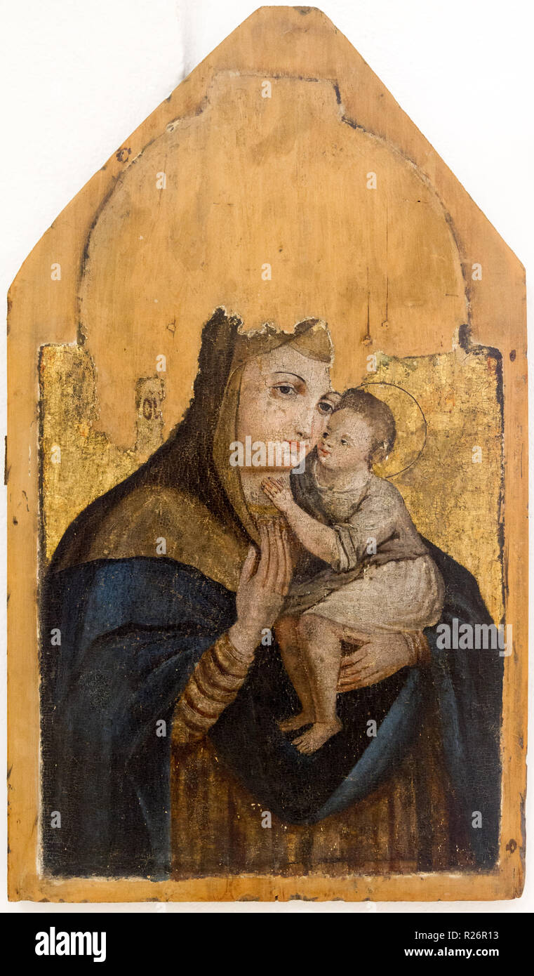 An icon of Virgin Hodegetria (Our Lady of the Way). Around 1730-1750. From a wooden church that was relocated from Mikulasova. Stock Photo