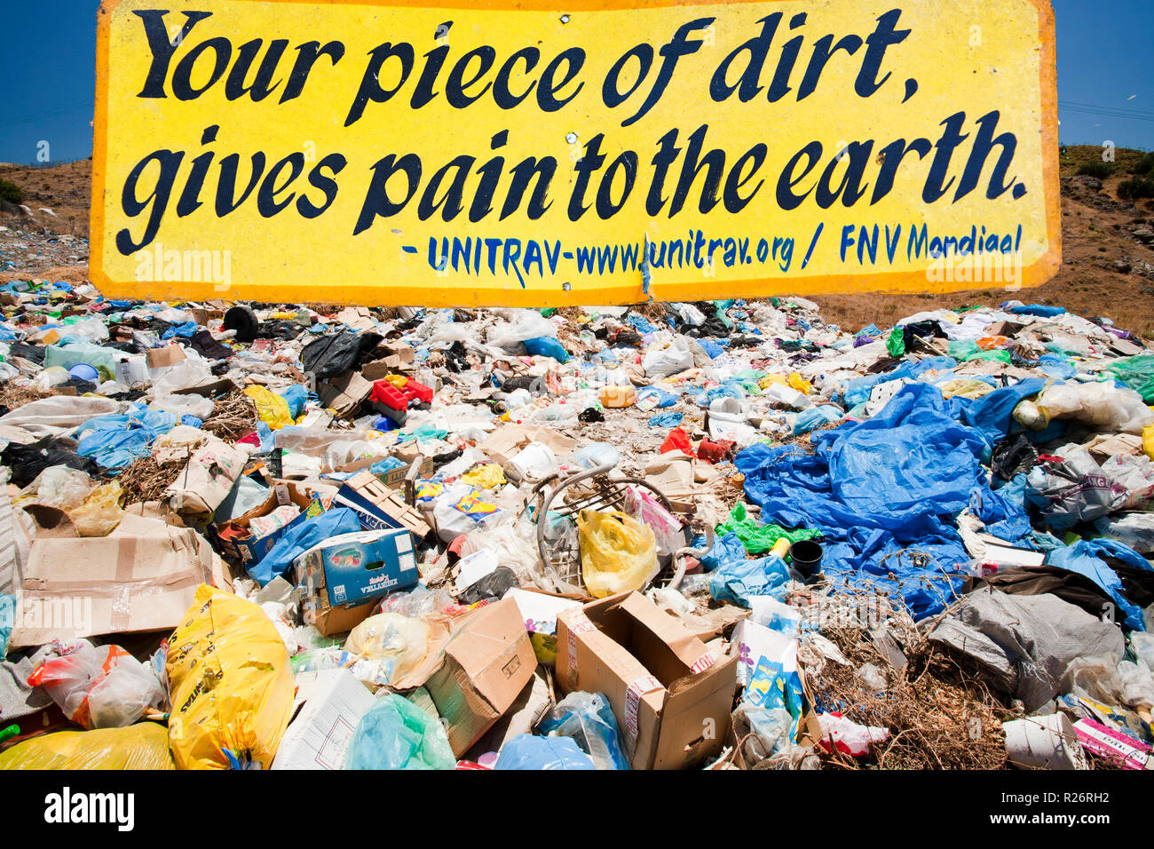 A landfill site in Eresos, Lesbos, Greece. As many islands, rubbish is