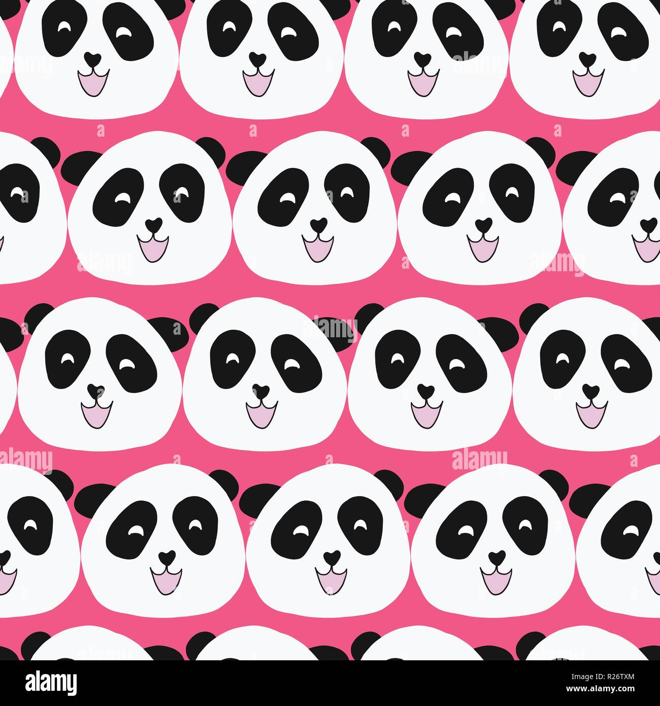 Kids pattern Panda bear seamless vector repeat. Cute animal illustration on  pink background for girl. For fabric, paper, room decor, wallpaper, school  Stock Vector Image & Art - Alamy