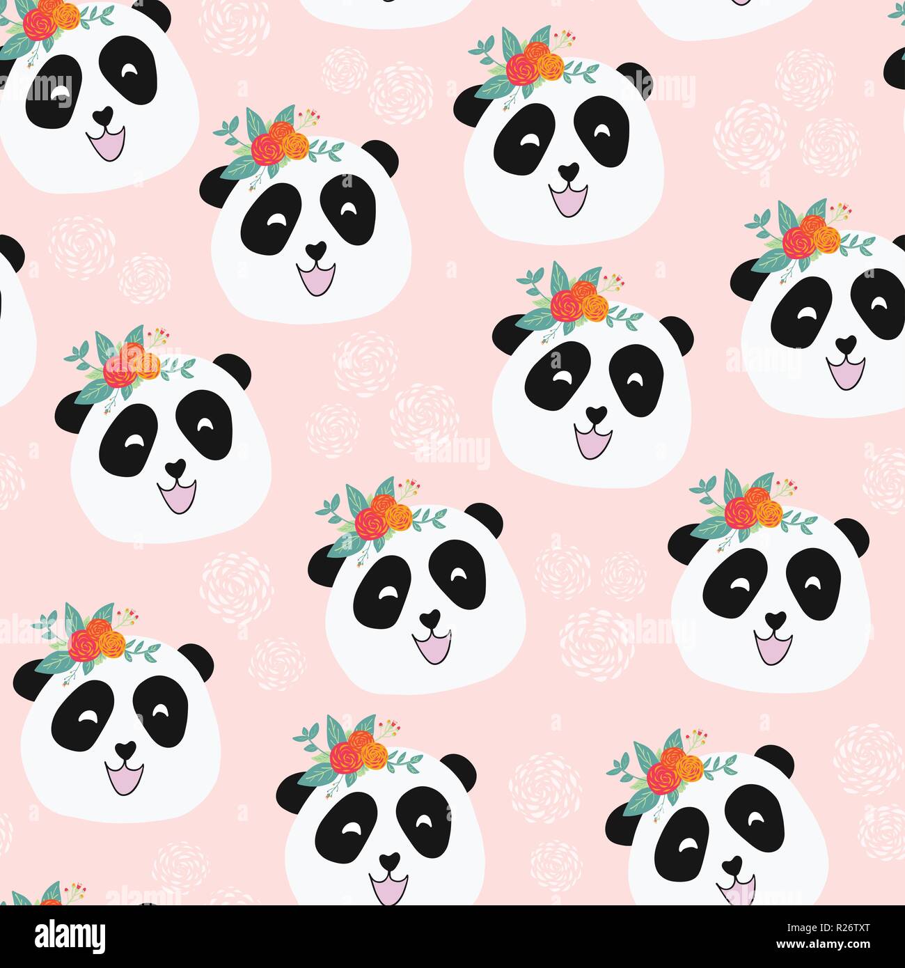 Panda bear with flowers seamless vector repeat pattern. Cute animal  illustration on pink background for girls. For fabric, paper, kids room  decor, wal Stock Vector Image & Art - Alamy