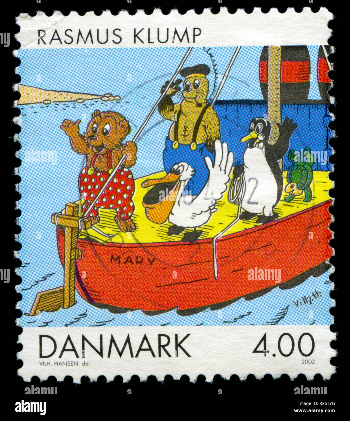 Postmarked stamp from Denmark in the Comic film series issued in 2002 Stock Photo