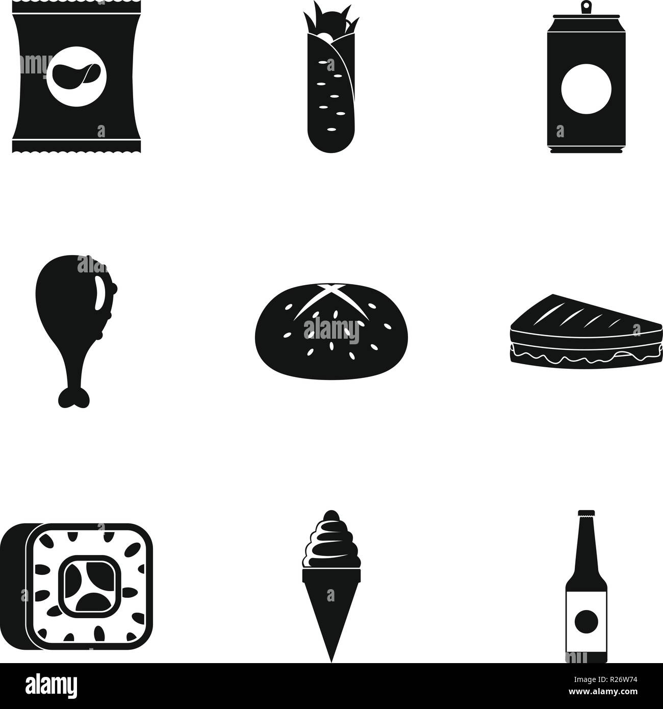 Overeat icons set. Simple set of 9 overeat vector icons for web ...