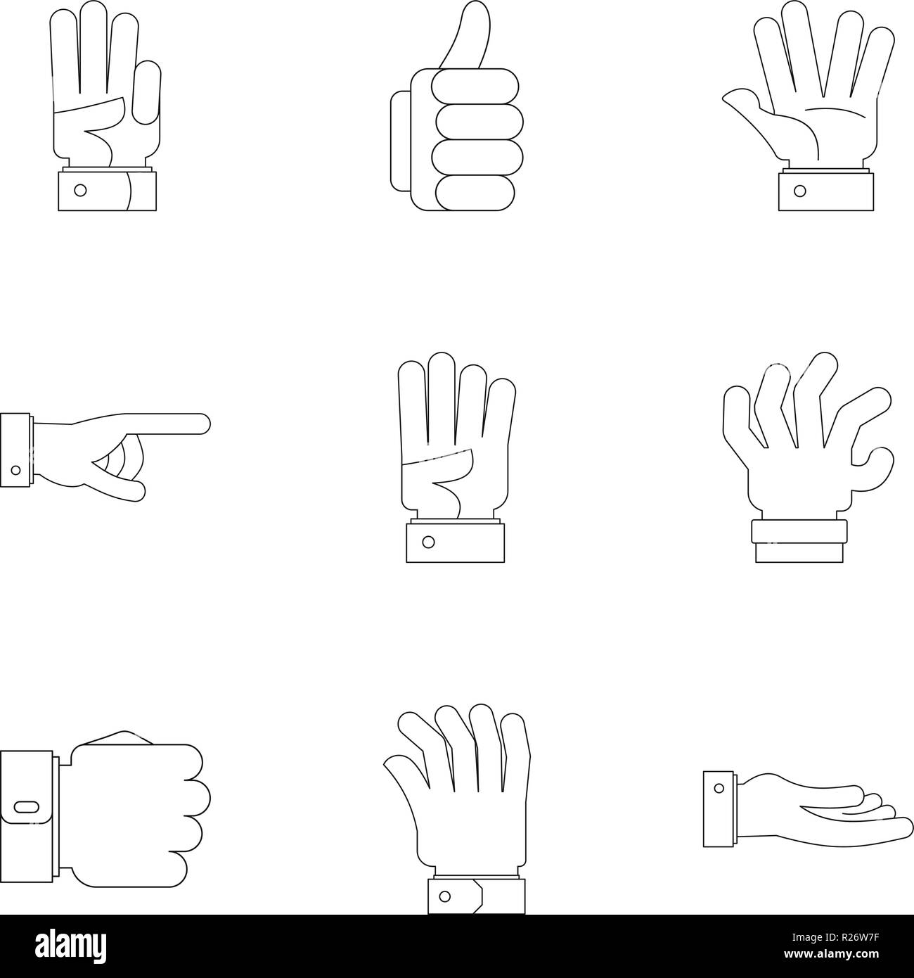Demonstration icons set. Outline set of 9 demonstration vector icons ...