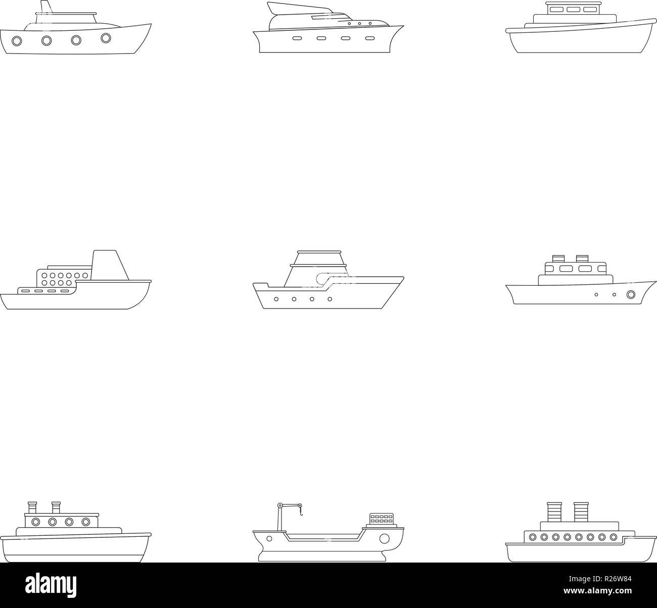 Yachtsman icons set. Outline set of 9 yachtsman vector icons for web isolated on white background Stock Vector