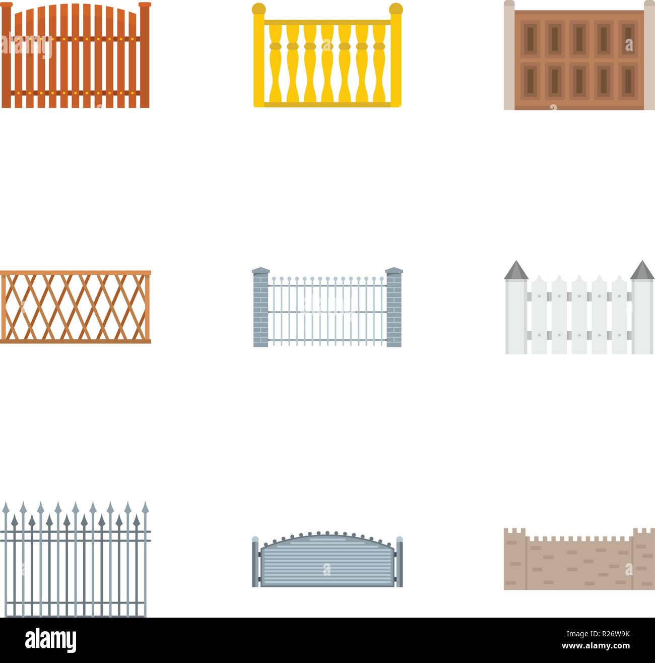 Enclosure icons set. flat set of 9 enclosure vector icons for web