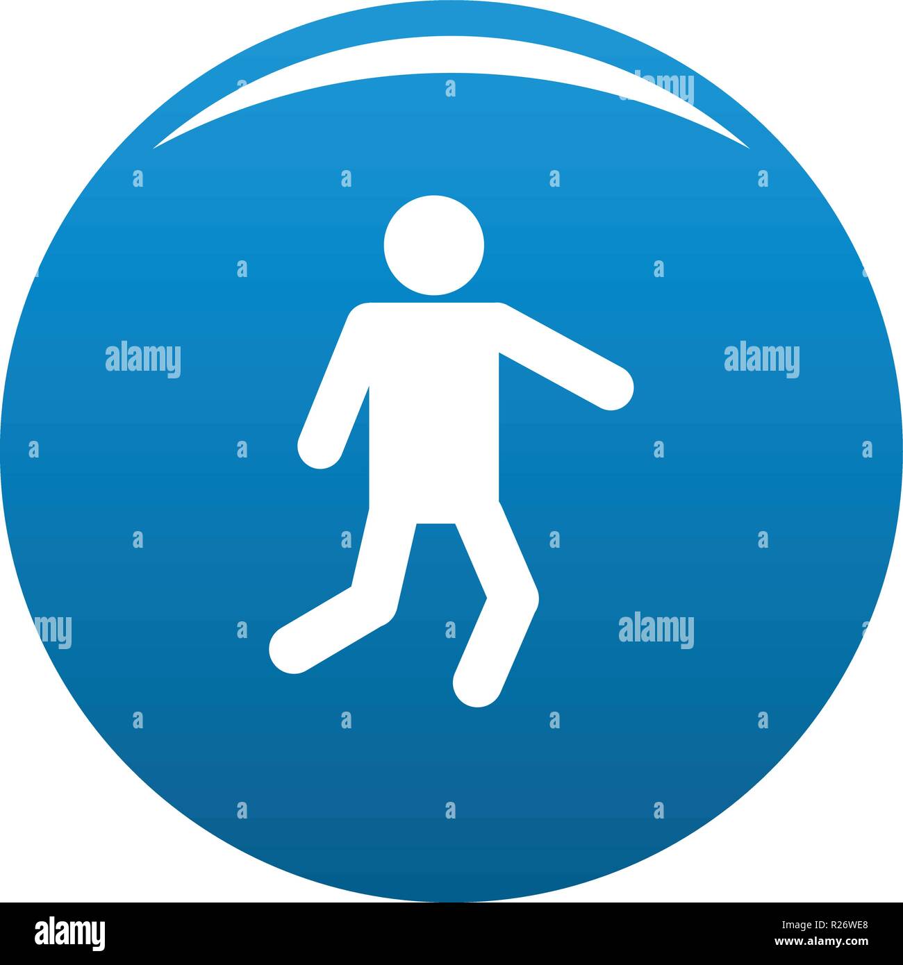 Stick figure stickman icon vector blue circle isolated on white ...