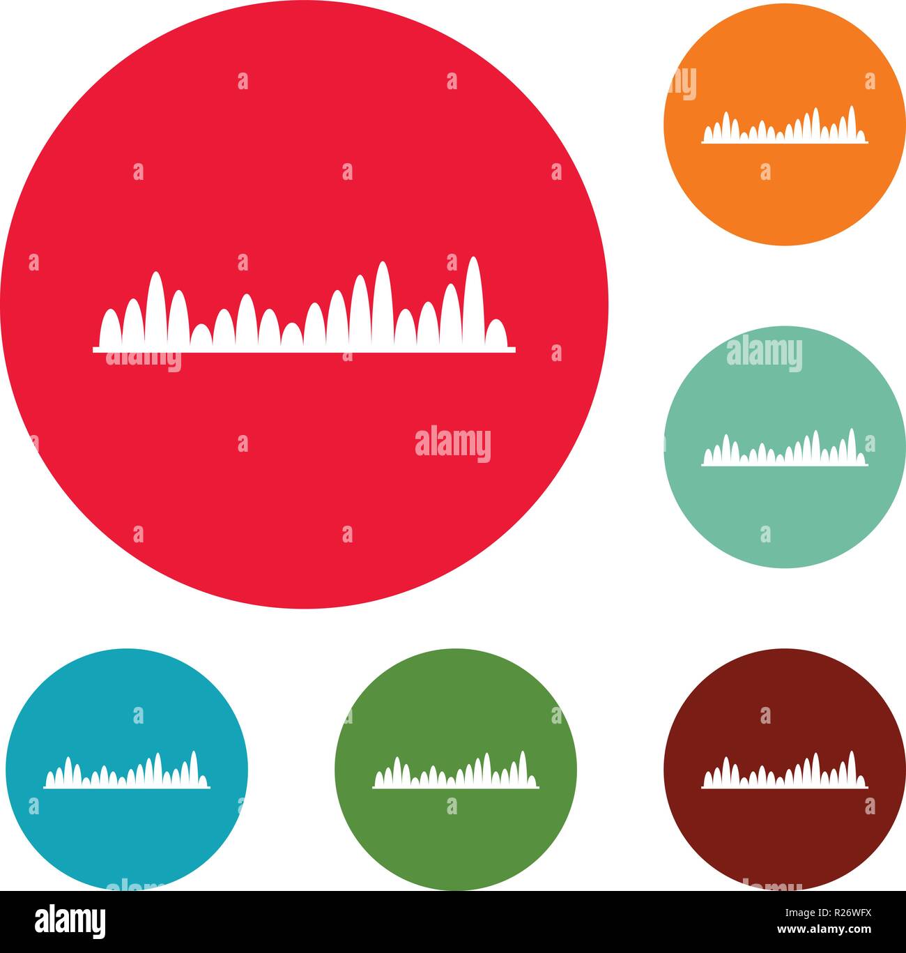 Equalizer level icons circle set vector isolated on white background ...