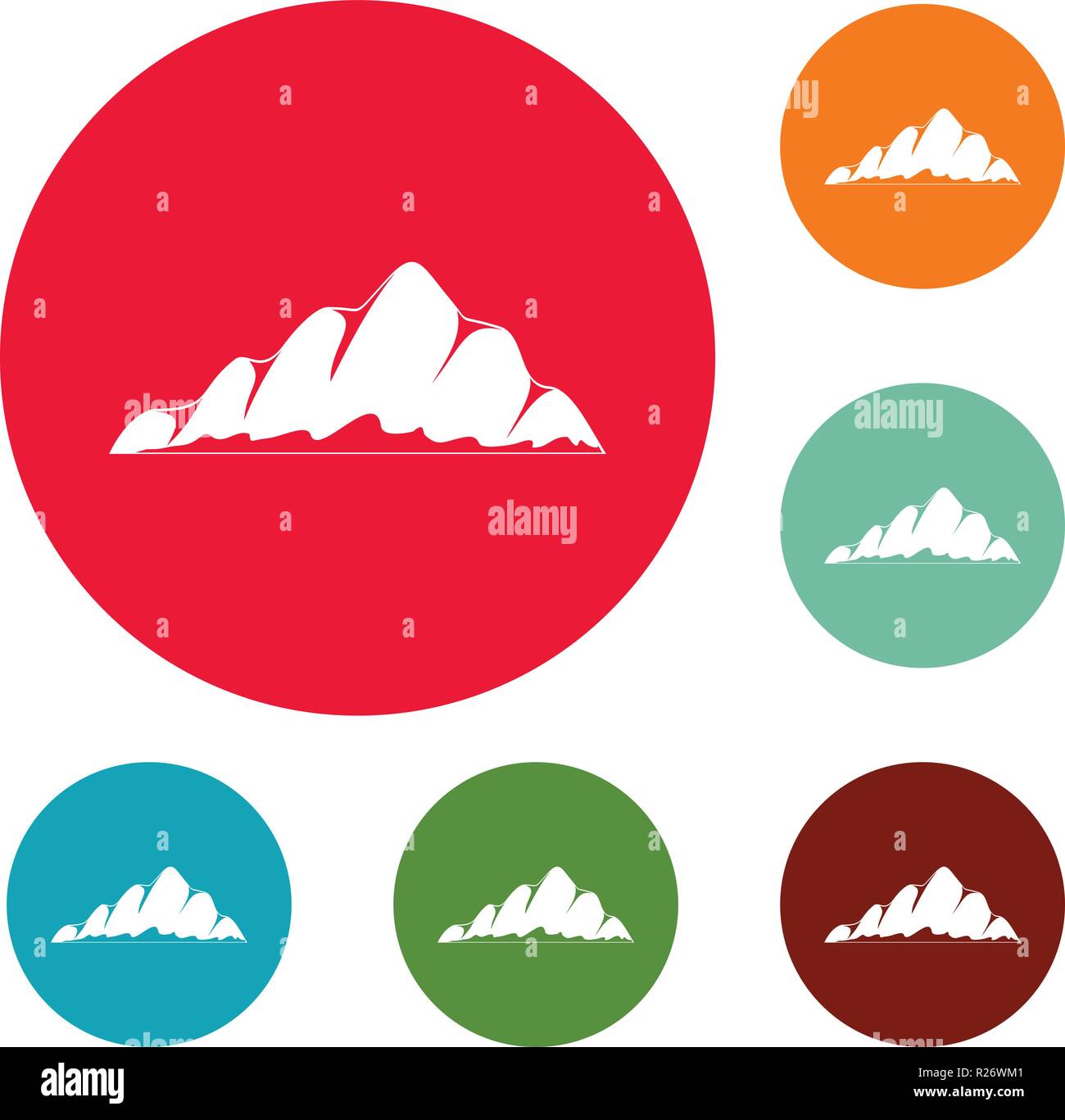 Mountain landscape icons circle set vector isolated on white background ...