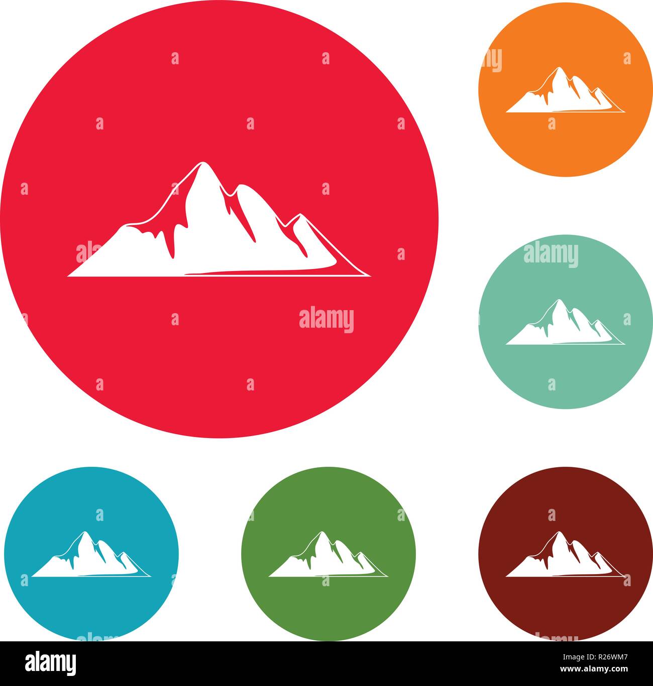 Mountain adventure icons circle set vector isolated on white background ...