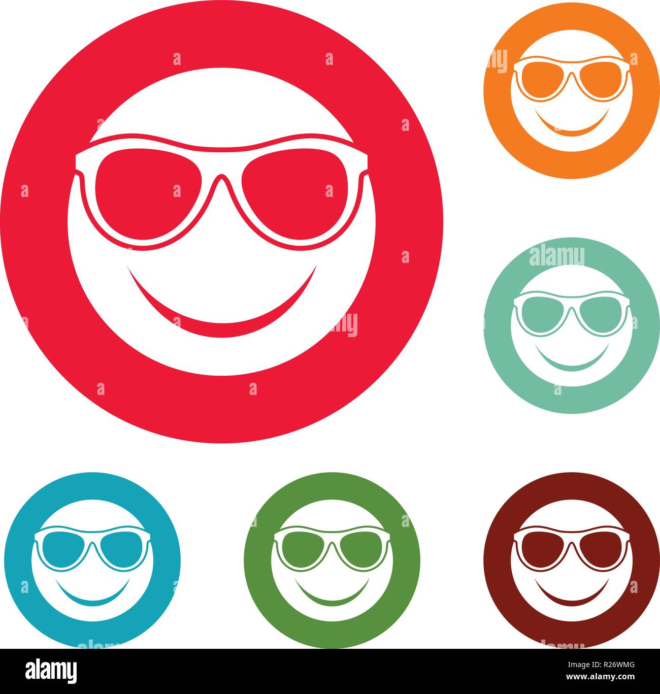 Smile icons circle set vector isolated on white background Stock Vector ...