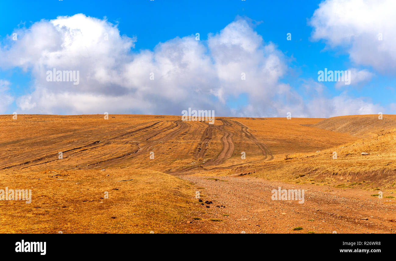 Surrealistic landscape from Assy plateau in Kazakhstan Stock Photo