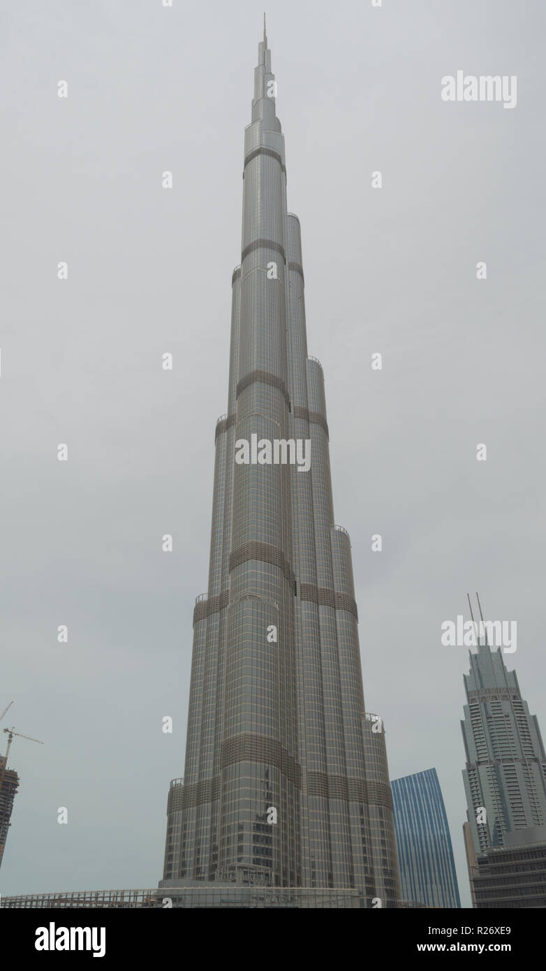 A view from the bottom of the Burj Khalifa, the tallest building in the world Stock Photo