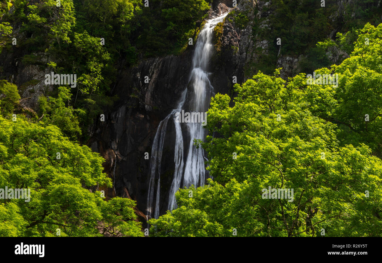 Aber Falls waterfall in the Snowdonia National park, North Wales Stock Photo
