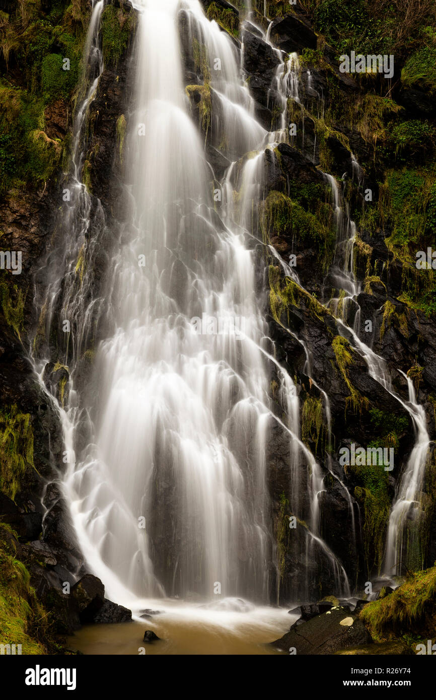 Waterfall at Porth Ysgo in North Wales Stock Photo