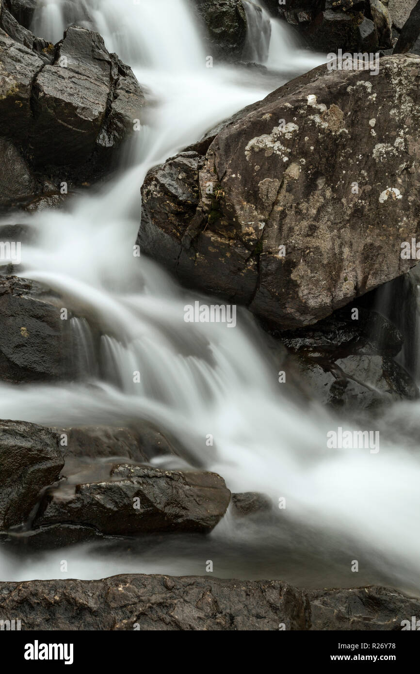 Small waterfall at Llyn Idwal in the Snowdonia National Park, North Wales Stock Photo