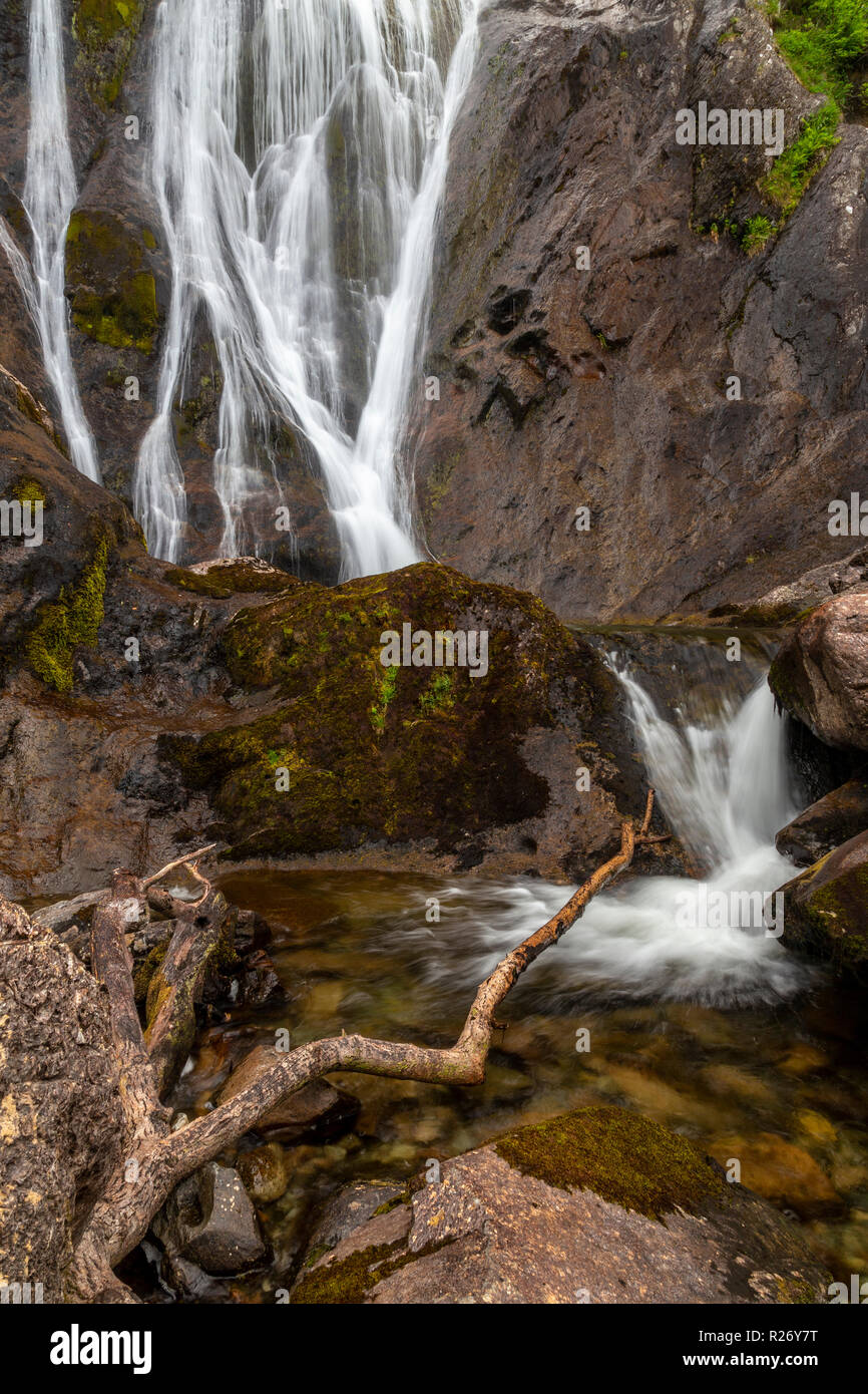 Aber Falls waterfall in the Snowdonia National park, North Wales Stock Photo